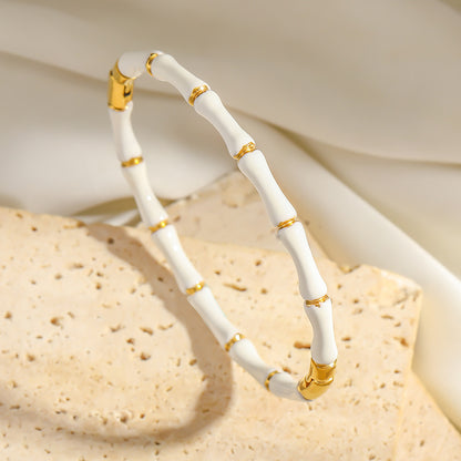 Cross-border European and American style stainless steel bamboo closure bracelet, INS style fashion drip design bracelet for women