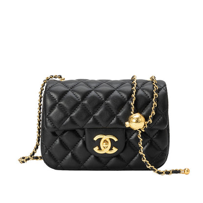 Famosa marca mesma bolsa feminina 2025 nova moda retro high-end rhombus chain bag small gold ball shoulder crossbody bag