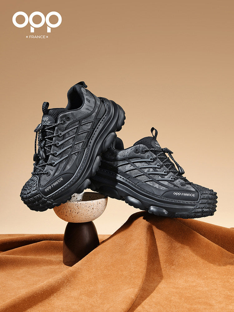 Ténis OPP para homem, modelo primavera, nicho, sofisticado, leve, luxuoso, casual, com sola de pneu, estilo rústico, bonito, samurai preto, para pais modernos.