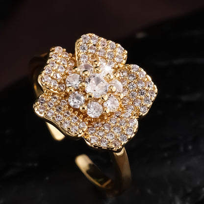 European and American new best-selling women's earrings, AliExpress bestseller flower fashion creative women's earrings and rings two-piece set