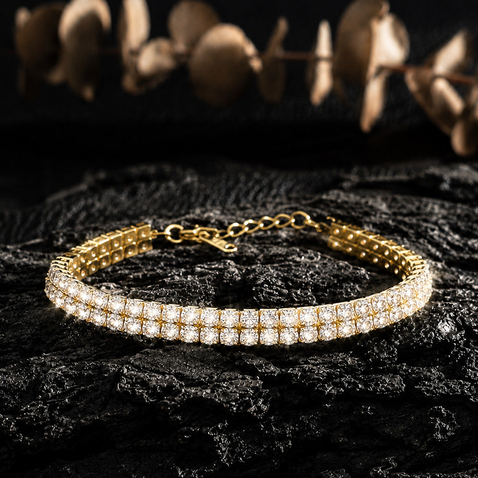 SHEIN's best-selling diamond-studded bracelet, double-row tennis ball chain, accessories, new versatile elegant rhinestone fashion