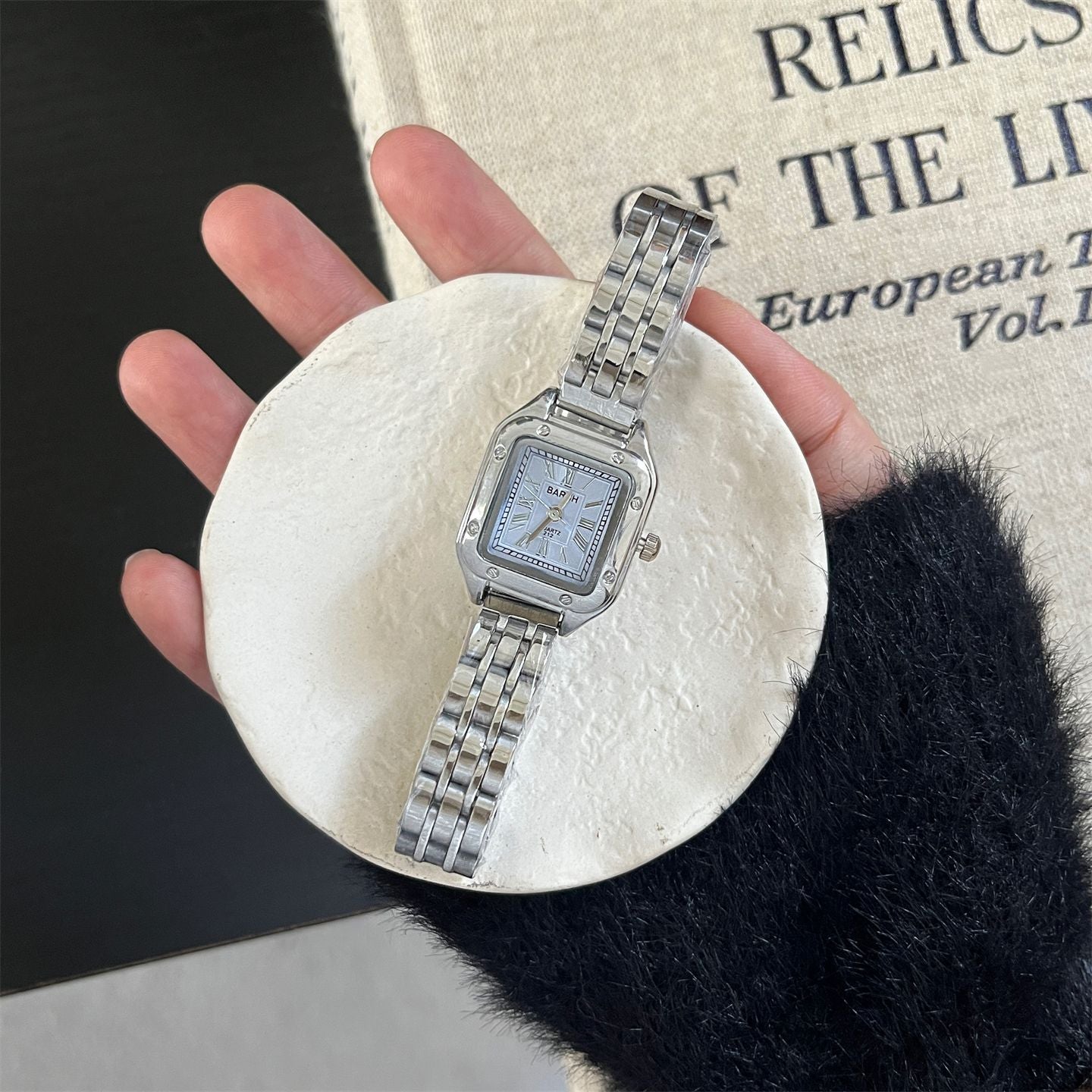 BARSH square steel band women's watch small dial light luxury high-end minimalist quartz watch popular wholesale price for women's live stream