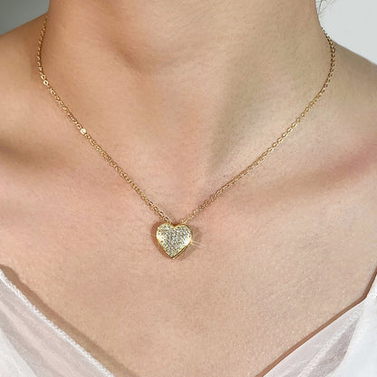 New round 14K necklace copper gold-plated zirconium o-word chain round pendant fashionable and delicate classic style jewelry women