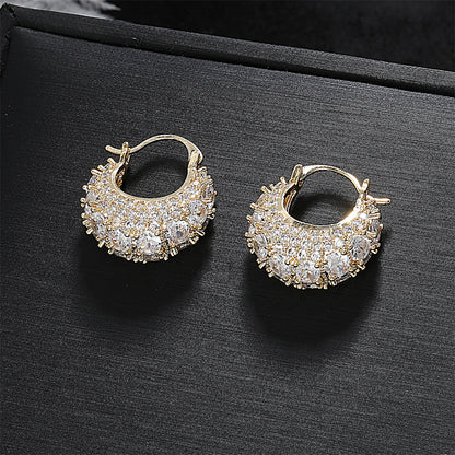 Personality, fashion, light luxury earrings, versatile, high-end earrings, Korean version, new zircon bag, temperament, niche earrings