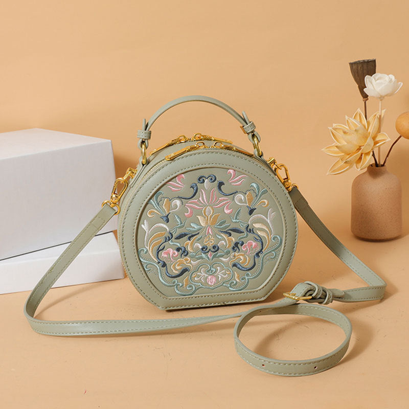Bolsa transversal feminina coleção de primavera Novo modelo estilo oriental bordado bolsa de mão elegante chinês contemporâneo fashion bolsa redonda compacta Internacional