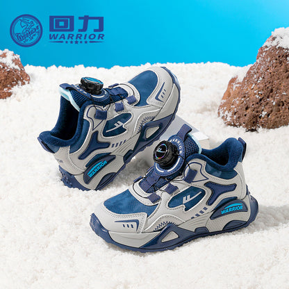 Huili's new color-blocked leather fleece sneakers, high-appearance, outdoor comfortable casual shoes, versatile fashionable children's cotton shoes