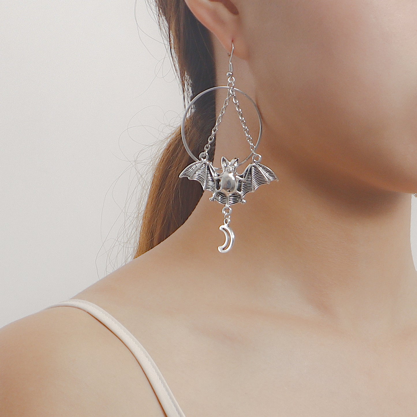 European and American cross-border jewelry, ins, geometric rings, Batman pendants, earrings, earrings, women's earrings, high-end niche