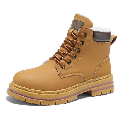 Men's Martin boots fall 2025 new fleece thickened outdoor cargo shoes British style retro rhubarb boots men's shoes