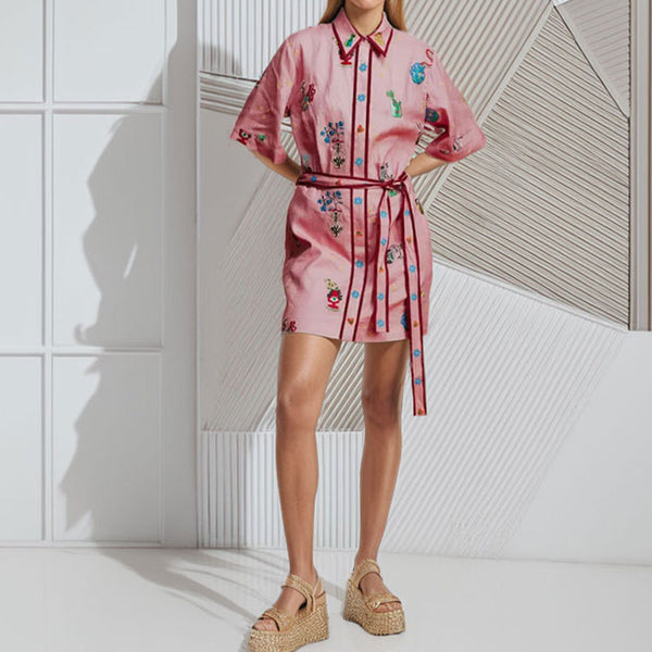 European and American clothing cross-border 2026 AliExpress independent station fashion casual print cardigan short European and American dress women
