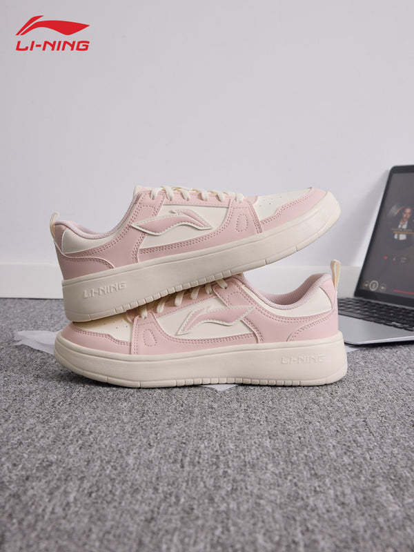 Li-Ning women's sneakers official authentic versatile pink low-top casual shoes, thick-soled height-increasing sports shoes