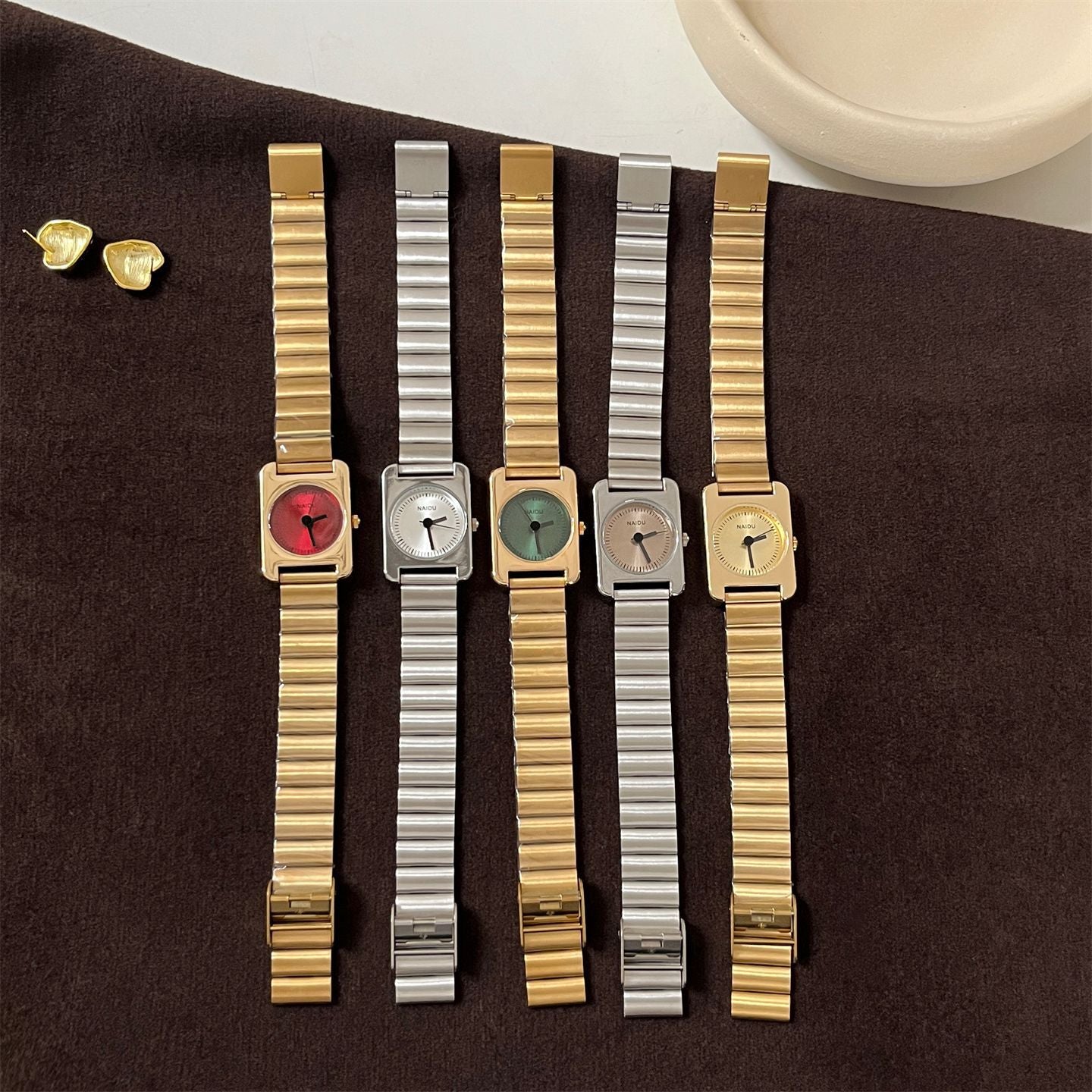 Foreign Trade Light Luxury Minimalist Style Unique Metal Bamboo Chain Watch Simple and Fashionable Square Elegant Casual Women's Watch
