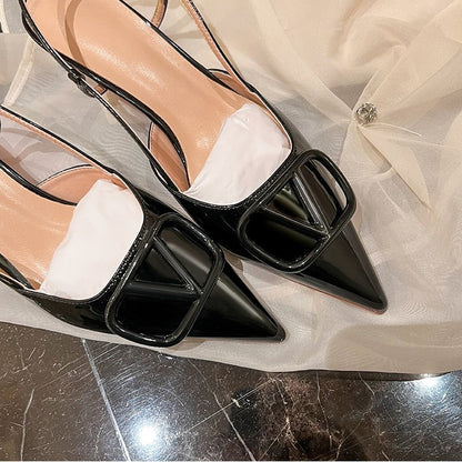 2026 Summer New French Sexy Pointed Toe Stiletto Heel High Heels Patent Leather Women's Sandals Guangdong Huizhou Fashion Boutique
