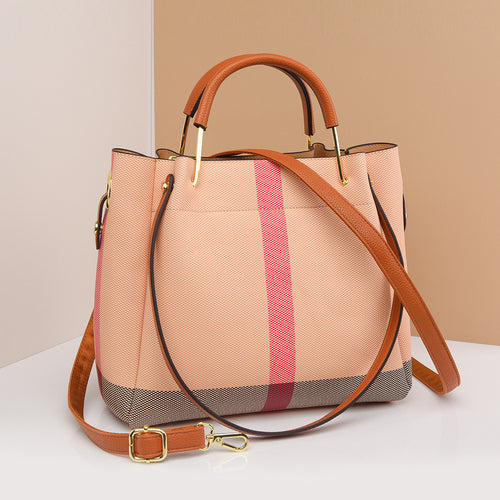 Bolsa de mão europeia e americana fashion Bolsa Novo modelo de ombro Bolsa bucket contraste de cores Grande capacidade Bolsa tote atacado Internacional Bolsa