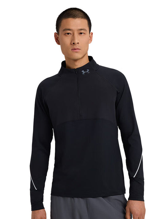 Under Armour UA Men's Casual Breathable Slim Rise Collar Half Zipper Sports Leisure Long Sleeve T-Shirt 1365662-004