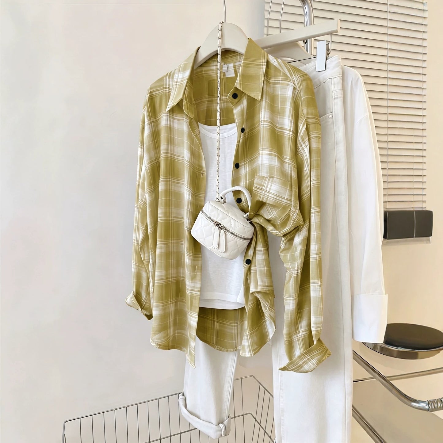 Cross-border European and American chiffon plaid sun-protective shirt for women, new summer fashionable versatile thin jacket, casual loose