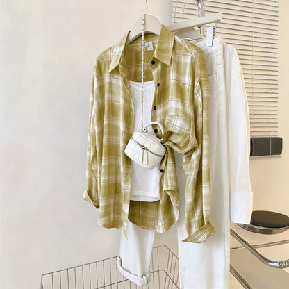 Cross-border European and American chiffon plaid sun-protective shirt for women, new summer fashionable versatile thin jacket, casual loose