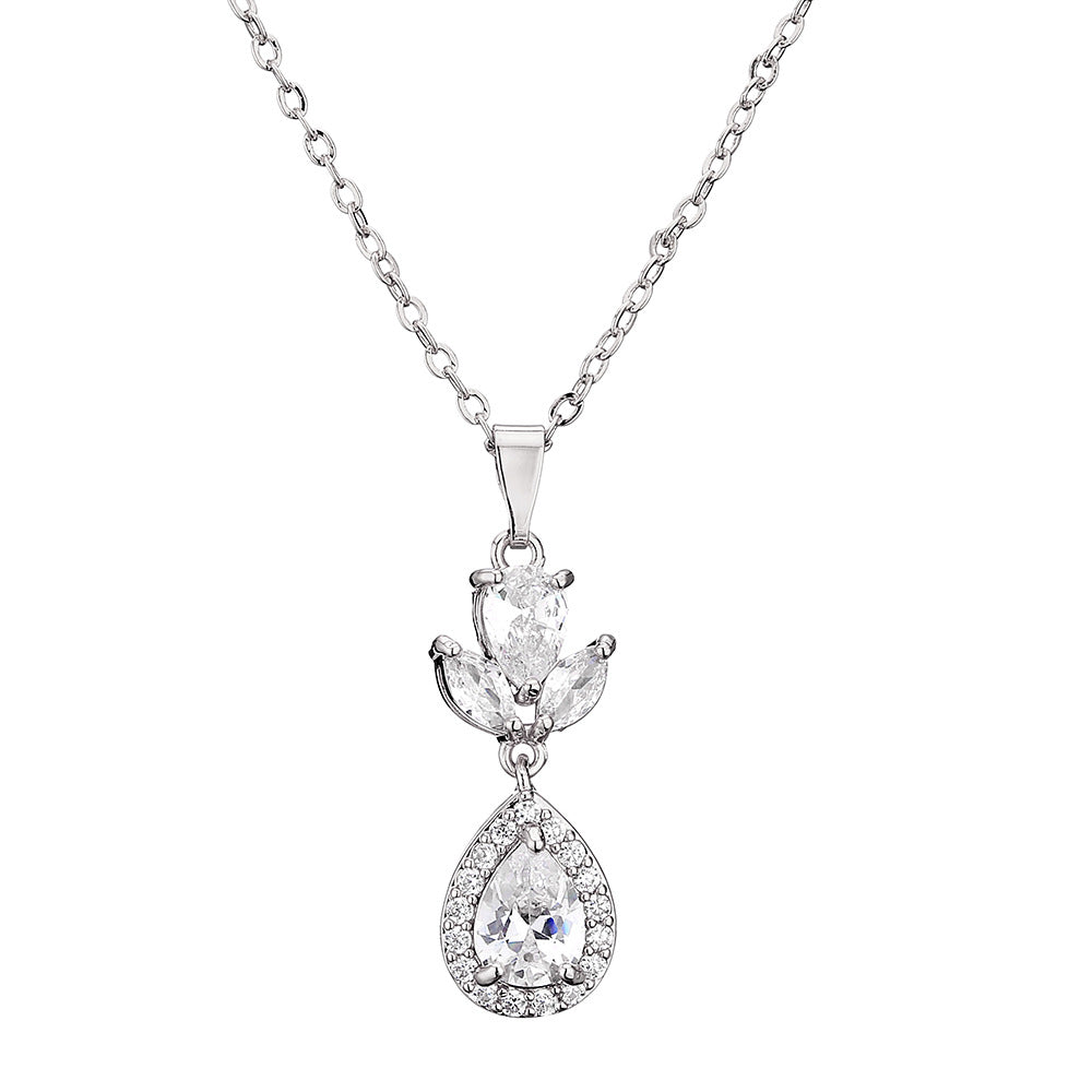 RAKOL in-stock wholesale zircon jewelry two-piece set, women's earrings, necklace, bridal wedding accessories