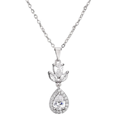 RAKOL in-stock wholesale zircon jewelry two-piece set, women's earrings, necklace, bridal wedding accessories