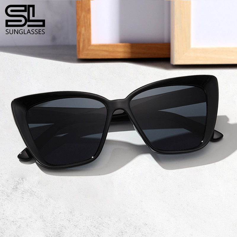 Cat's eye sunglasses foreign trade wholesale full frame black glasses men's and women's sunglasses high-end sunglasses UV protection