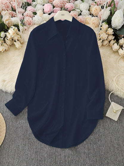 2026 AliExpress wish Amazon Hot Item: Four-season fashion minimalist irregular women's shirt, long-sleeve shirt