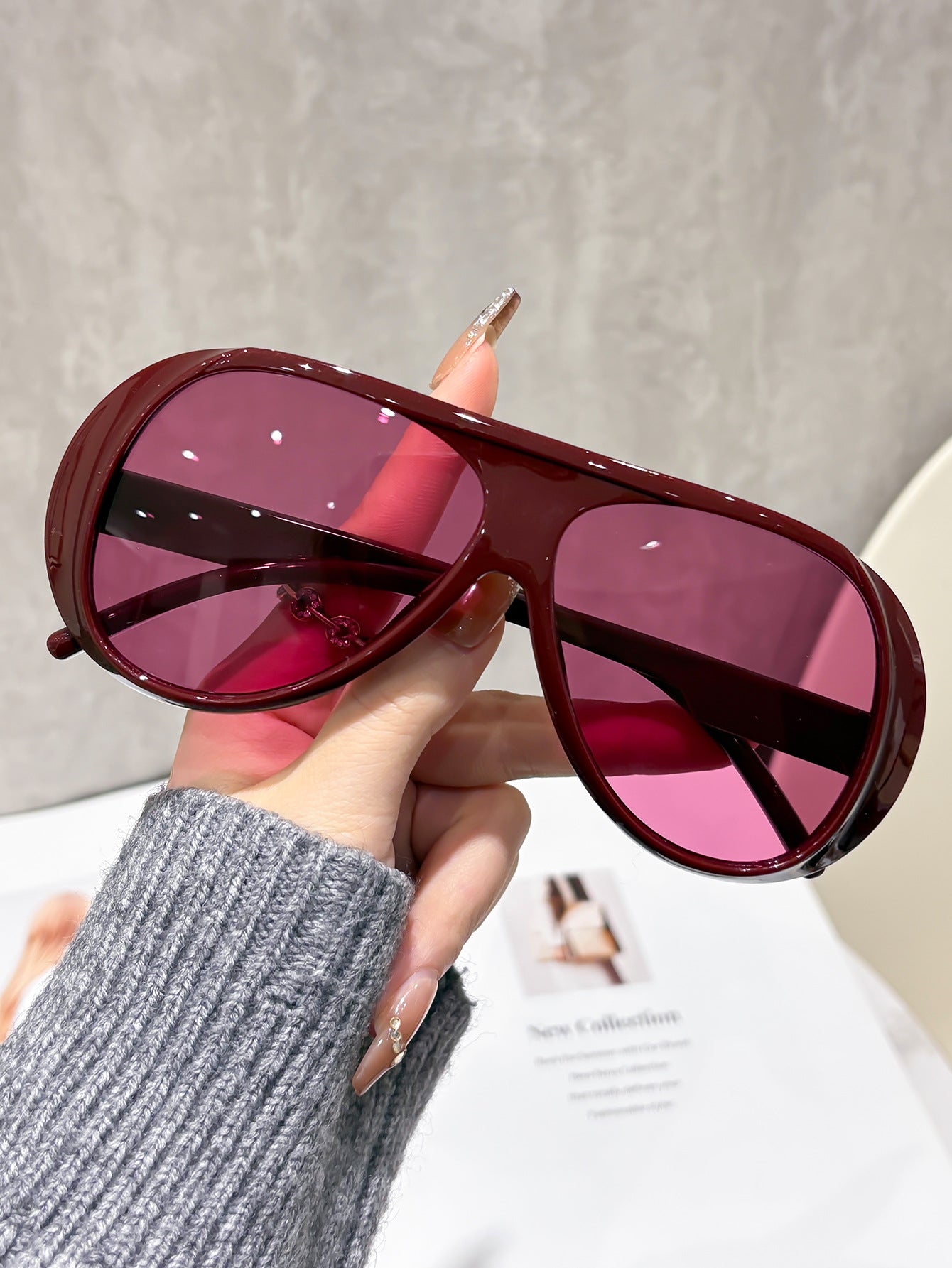 Fashion large frame sunglasses women's new European and American retro toad mirrors big face slimming anti-ultraviolet strong light sunglasses men