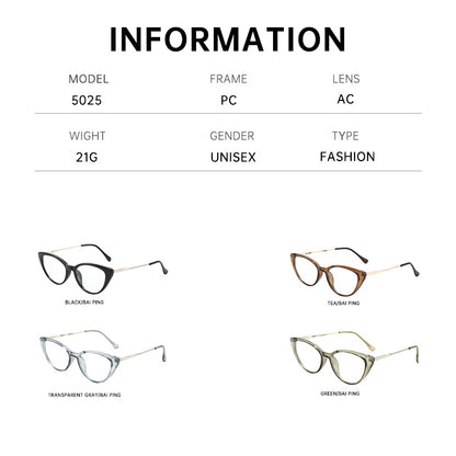 Vintage cat-eye flat mirrors for women, small bare face, ultra-light glasses, fashionable and versatile, compatible with prescription glasses frames