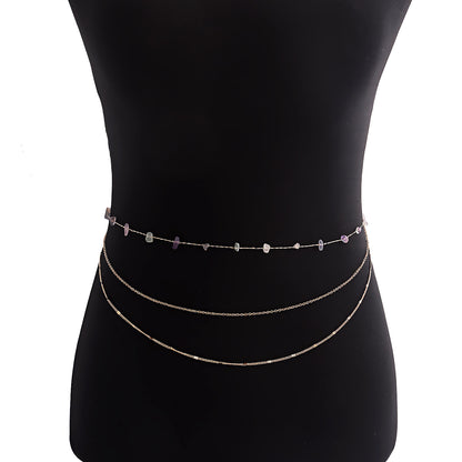 European and American cross-border jewelry bohemian natural color turquoise waist chain body accessories women's waist chain