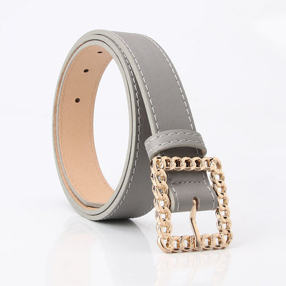 In stock Korean version of fashion hollow square buckle decorative belt student versatile trouser belt women's trend belt manufacturer batch