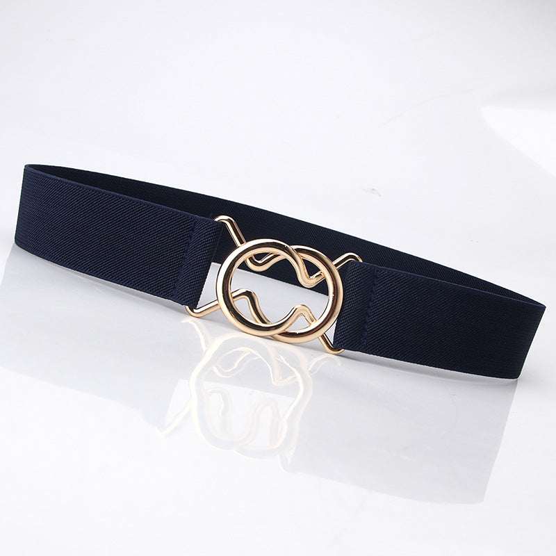 New Arrival Single Circle Black Japanese Simple Elastic Girdle Ladies Dress Slim Belt Ring Buckle Girdle