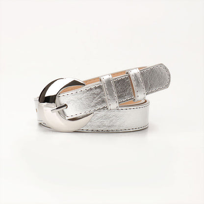 Cross-border new moon silver fashion versatile women's belt ins simple Korean jeans high-end belt