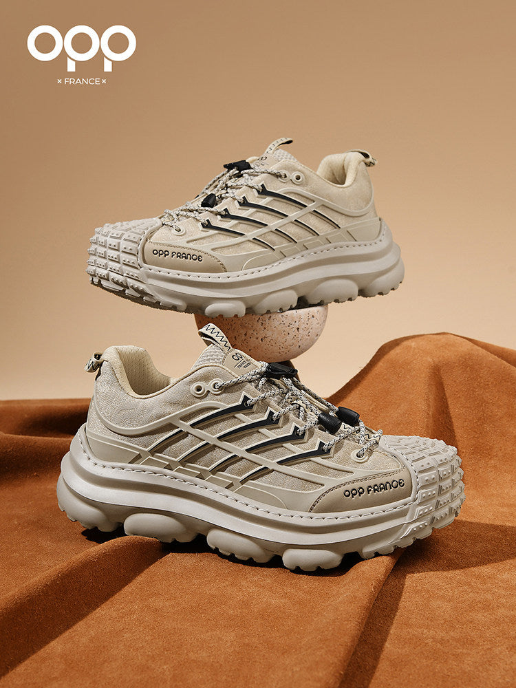 Ténis OPP para homem, modelo primavera, nicho, sofisticado, leve, luxuoso, casual, com sola de pneu, estilo rústico, bonito, samurai preto, para pais modernos.