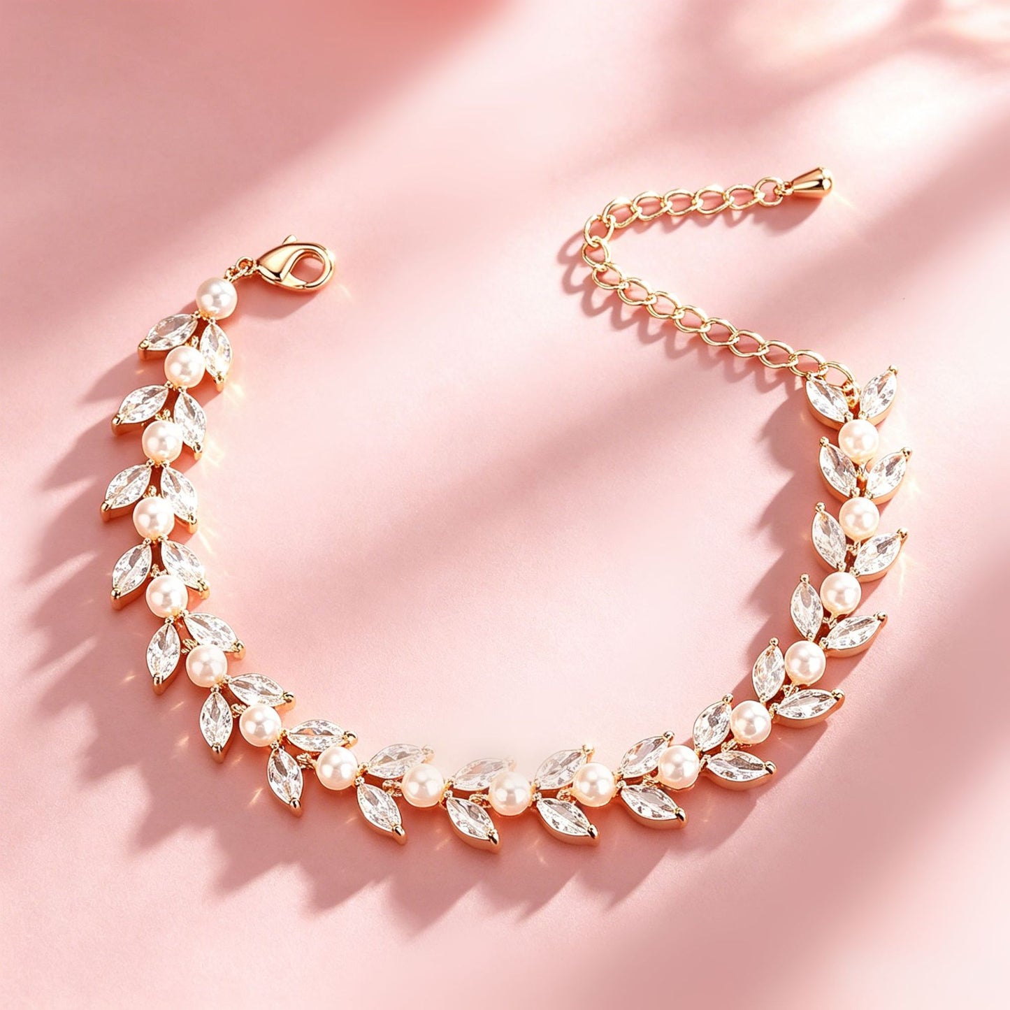 RAKOL cross-border new light luxury elegant fully studded zircon pearl bracelet for brides, banquets, evening gowns