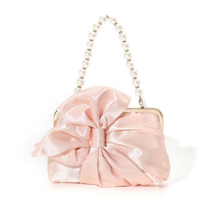 Francês doce retro estilo nacional arco colorido tong cetim high-end pérola bolsa casamento senhoras saco de jantar