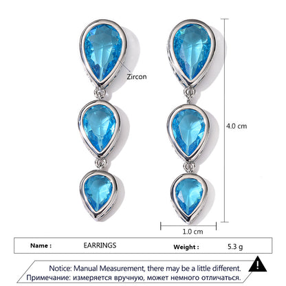 RAKOL cross-border Europe and America AliExpress ebay fashion bridal geometric water drops zircon tassels women's stud earrings