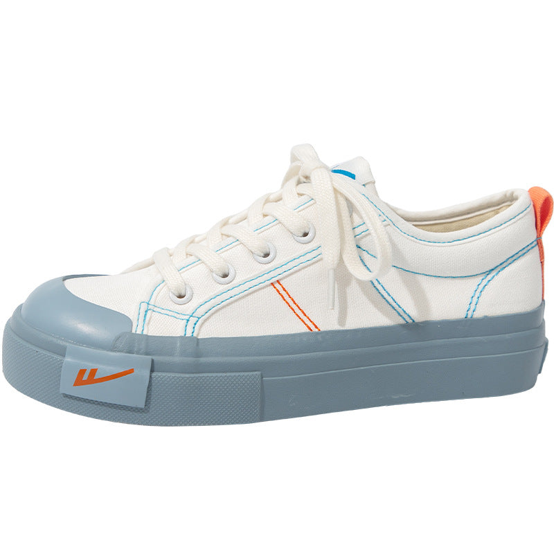Pullback low-top solid color canvas shoes, Korean version student unisex couple shoes, fashionable, breathable, comfortable, and versatile platform shoes