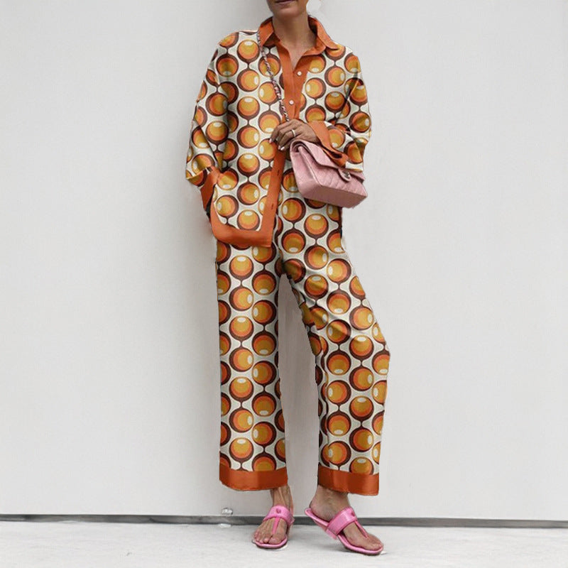 Foreign trade spring and autumn long-sleeved women's shirt set urban personality trendy brand 3D digital printing casual women's clothing 661