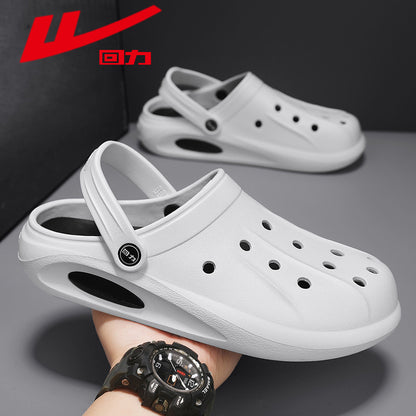 Pullback outward breathable hole shoesLightweight platform shoes, men's toe wrap slippers, summer minimalist casual sports sandals