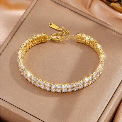 SHEIN's best-selling diamond-studded bracelet, double-row tennis ball chain, accessories, new versatile elegant rhinestone fashion
