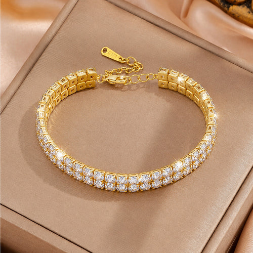 SHEIN's best-selling diamond-studded bracelet, double-row tennis ball chain, accessories, new versatile elegant rhinestone fashion