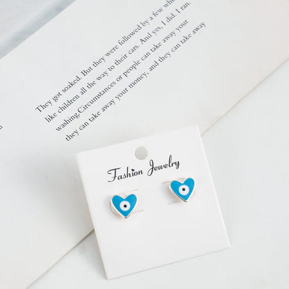 Jewelry Factory Customization Mini Heart-shaped Demon Eye Earrings Stud Earrings Luxury Niche Earrings