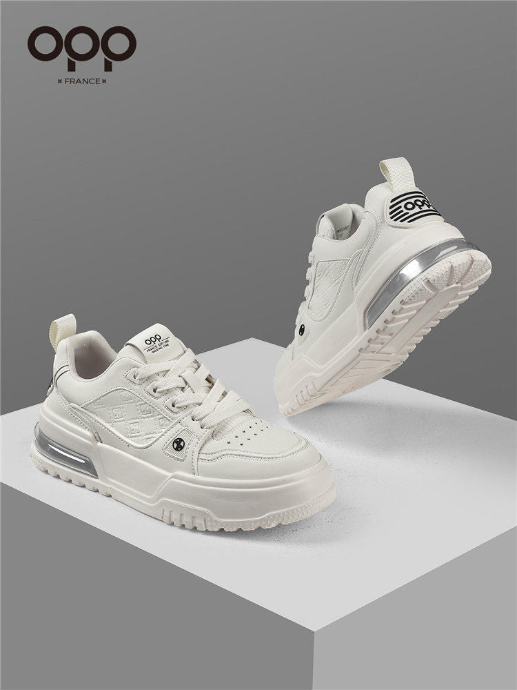 OPP casual board shoes 2026 spring men's air cushion shock absorption sports versatile popular low-top high-end white shoes