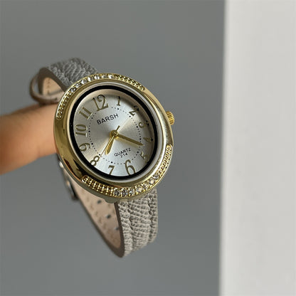 BARSH Best-Selling Little Gold Watch, Simple Elegant Versatile Watch, Female Student Casual Thin Strap Niche Vintage Quartz Watch