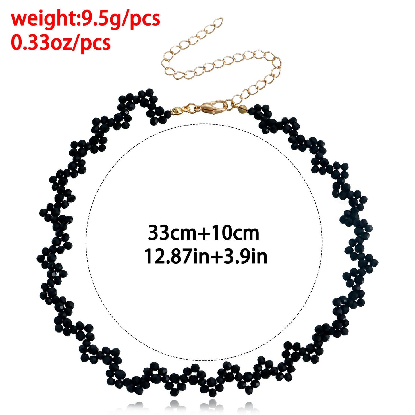 European and American cross-border explosive summer ins black crystal handwoven necklace necklace necklace women's trendy jewelry choker