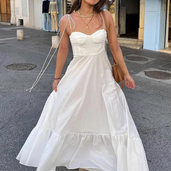 2026 Spring New Amazon European Beauty Fashion Sexy Versatile Solid Color High Waisted Bandeau Camisole Dress Woman