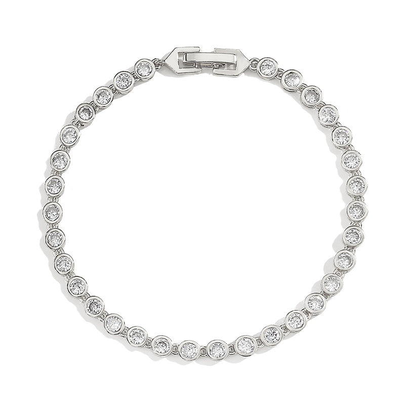 Best-selling classic over-set tennis ball necklace set with zircon, European and American hip-hop personalized jewelry, high-end hand accessory for women