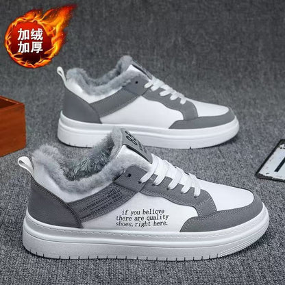 2025 Autumn/Winter New Fleece-Lined Sneakers, Youth Casual Fleece-Lined Thickened Trendy Versatile Student Sports Sneakers