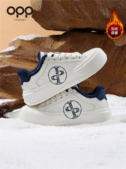 OPP cotton shoes winter 2026 new fleece warm and versatile white shoes outdoor leisure sports versatile board shoes for men