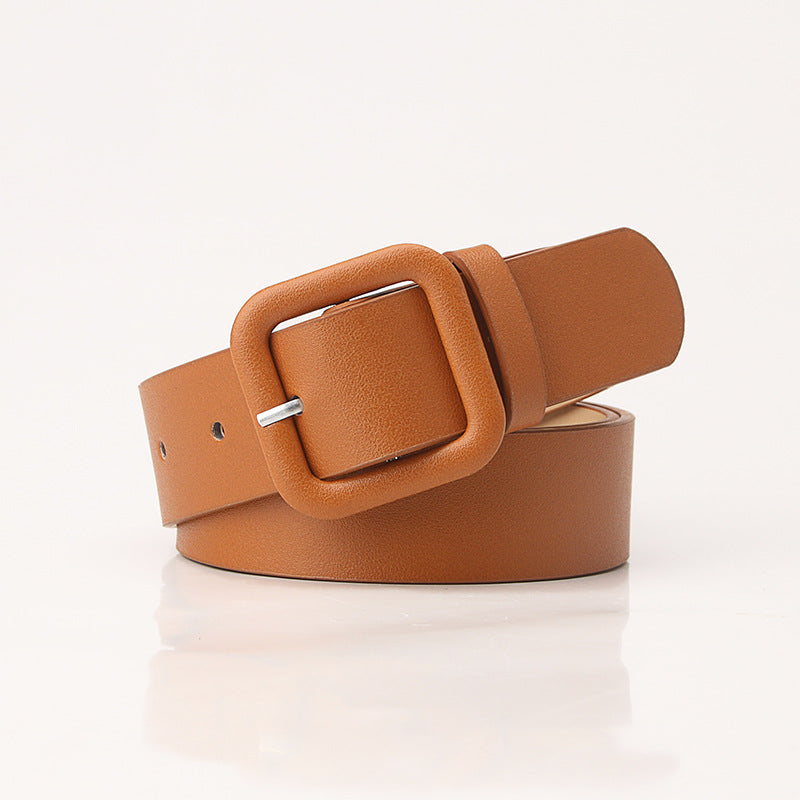New Simple Luxury Belt Women's Square Buckle Candy Color Versatile Decorative Belt Fashionable and Elegant Belt Women