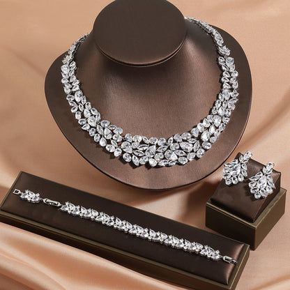 RAKOL explosive set fashionable and brilliant full of diamonds zircon water drop necklace earrings bridal wedding accessories for women