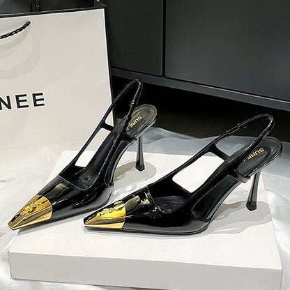 2026 summer European and American style pointed toe thin heel strap sandals women's microfiber inner rubber sole sexy high heels